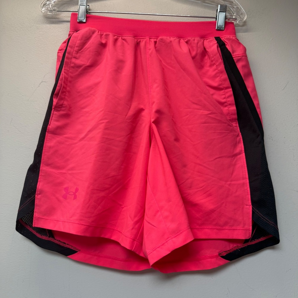 Under Armour HeatGear Shorts Womens Small Pink Black Excellent Mesh Athletic